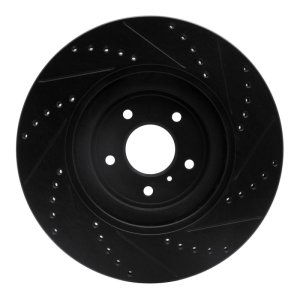 Infiniti QX70 Brake Rotor (1) - Front Left - R1 Concepts - Drilled & Slotted - Black - `08-`25